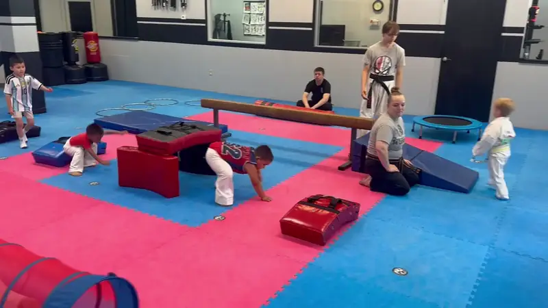 Little Dragons Martial Arts athletes practicing in class at Inner Dragon Martial Arts in Hudson NH