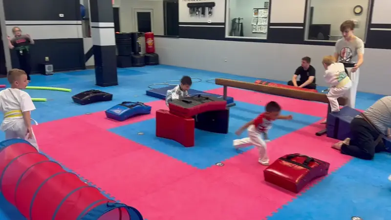 Little Dragons Martial Arts athletes practicing in class at Inner Dragon Martial Arts in Hudson NH